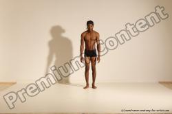 Underwear Gymnastic poses Man Black Athletic Black Dancing Dreadlocks Dynamic poses Academic